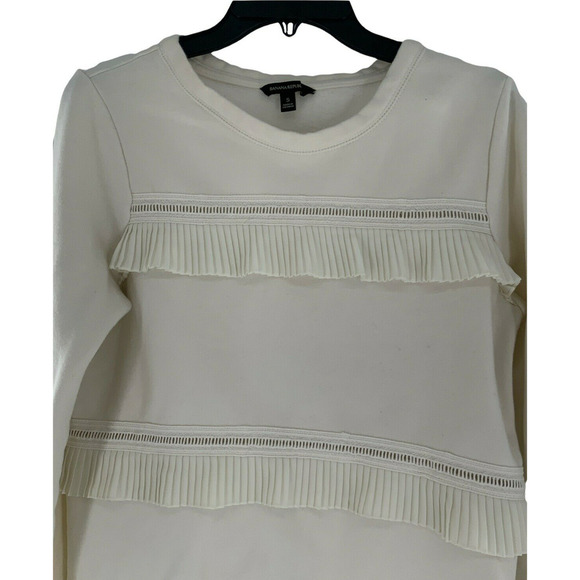 Banana Republic Top Women's Size Small Long Sleeves Ruffled Pleated Trim Couture - Picture 5 of 11
